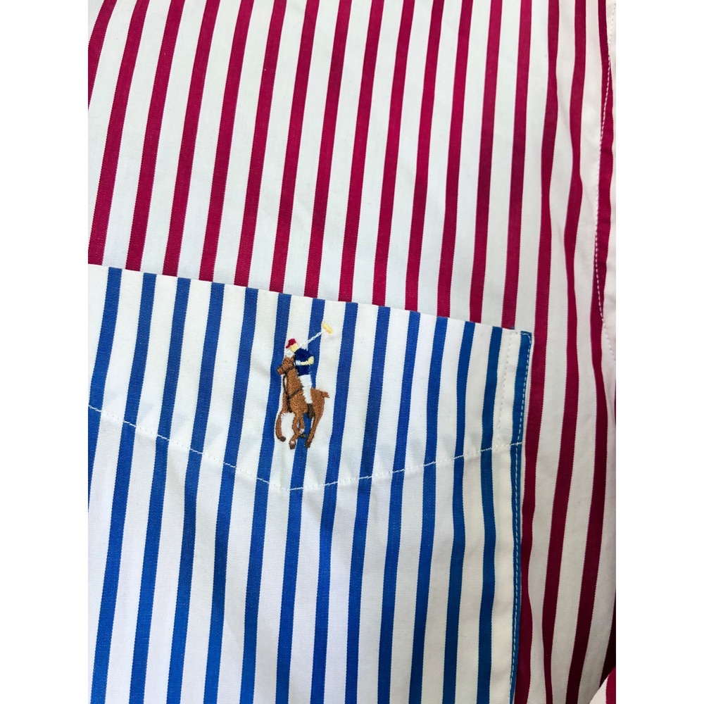 Ralph Lauren Mens Patchwork Stripe Gingham Button Down Shirt Red Blue White L - Picture 4 of 7